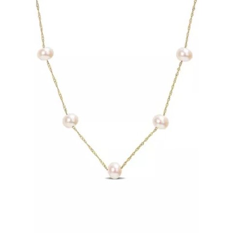 belk Belk & Co. 14K Yellow Gold Freshwater Pearl Necklace 17.5 Inch
