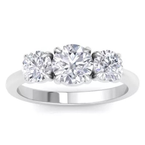 Lab Created 2 Carat Three Stone Diamond Engagement Ring Sterling Silver