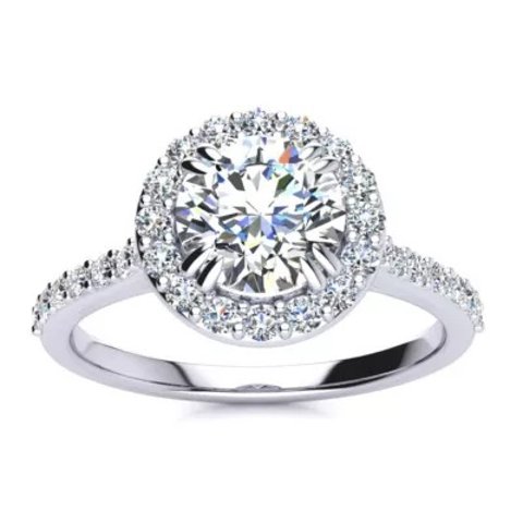Lab Created Diamond Engagement Ring 1.25 Carat Sterling Silver