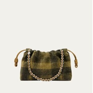 Loewe Flamenco Shoulder Bag in Plaid Calfskin Suede
