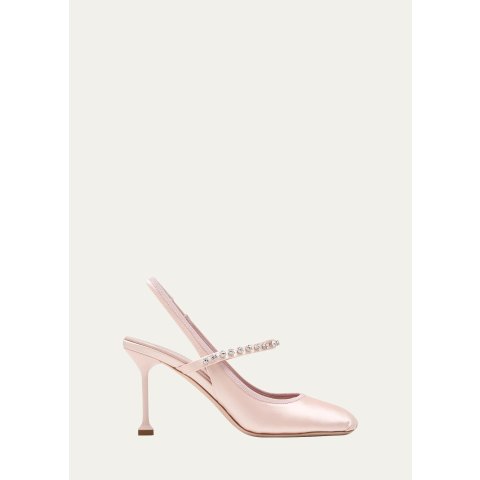 Miu Miu Miu Miu Satin Crystal Mary Jane Pumps