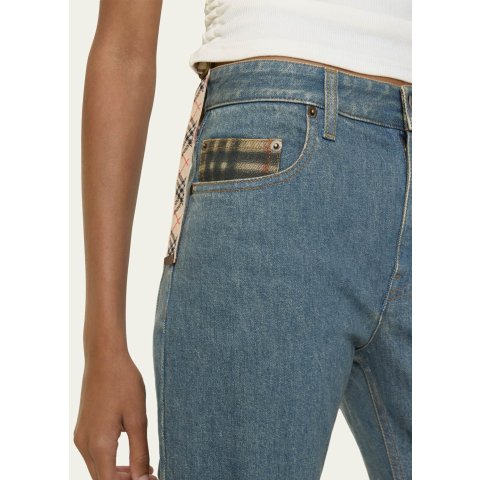 Burberry Burberry Dalia Straight-Leg Denim Pants Check Pocket