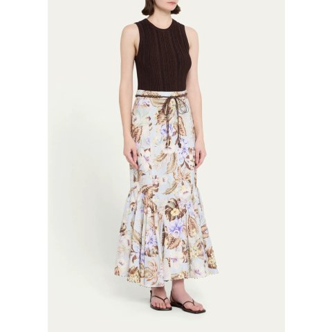 Zimmermann Coco Fit & Flare Midi Skirt