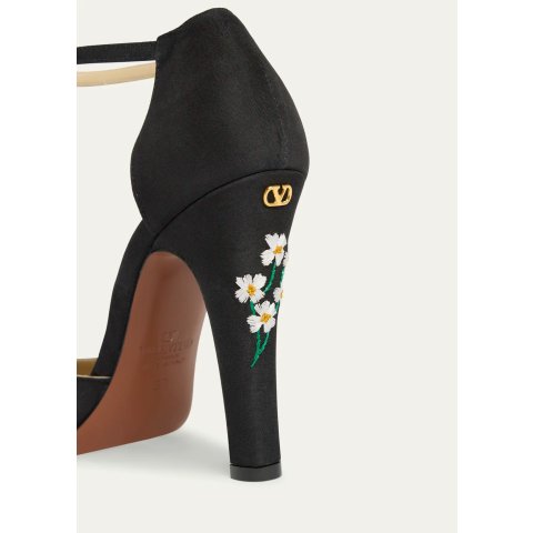 Valentino Garavani Valentino GaravaniHi Dolly Daisy Embroidered Satin Pumps