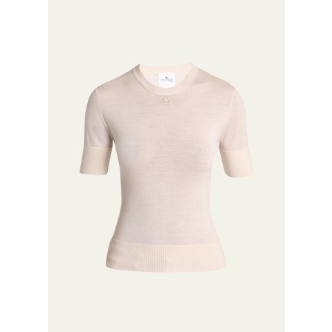 Courreges Courreges Merino Wool Knit Short-Sleeve Top