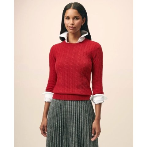 Brooks Brothers Cashmere Cable Crewneck Sweater