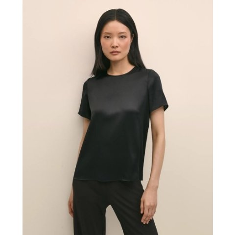 Brooks Brothers Silk Charmeuse Short-Sleeve Top