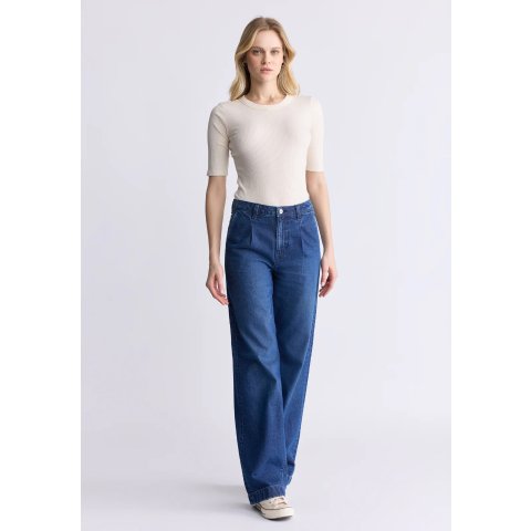 BUFFALO David Bitton Addie Women's Jeans BL16002 High Rise Wide Leg Indigo