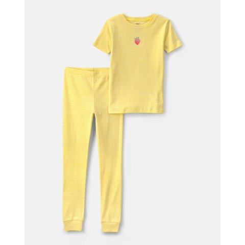 Carter's Girls Strawberry 100% Cotton 2-Piece Pajama Set Yellow