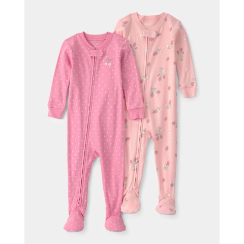 Carter's 2-Pack Strawberry Floral Snug Fit 1-Piece Pajamas Pink