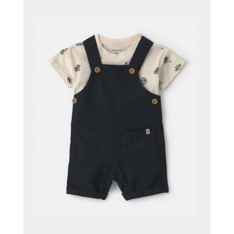 Carter's Baby Boy 2-Piece Beach Overall Set Black/Ivory