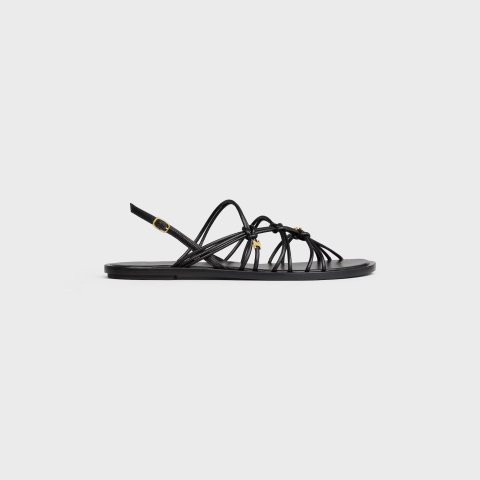 Celine KNOTS TRIOMPHE Flat Goatskin Sandal Red Wood