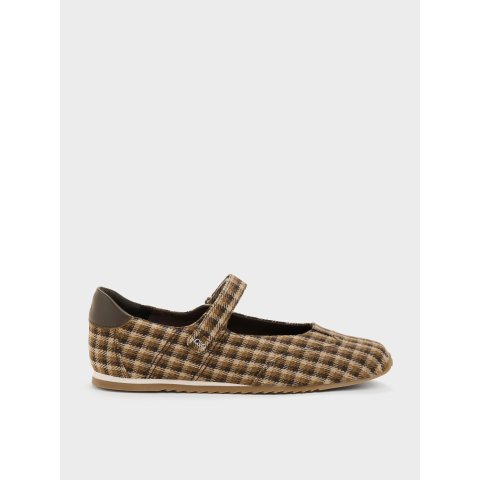Charles & Keith Jace Leather Checkered Mary Jane Sneakers Multi