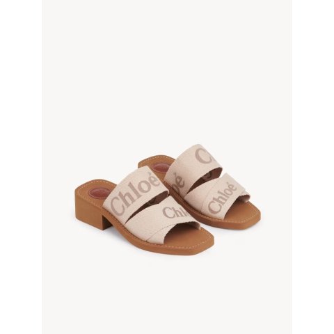 Chloe Woody Heeled Mule Beige