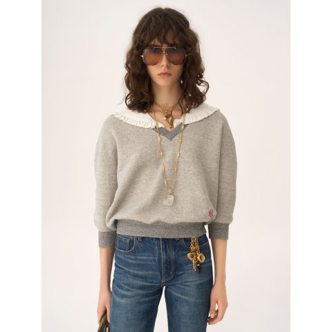 Chloe Grey Collar Fleece Sweatshirt