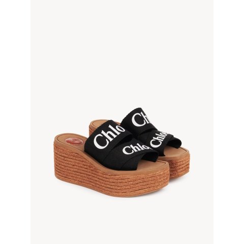 Chloe Woody Wedge Espadrille Black