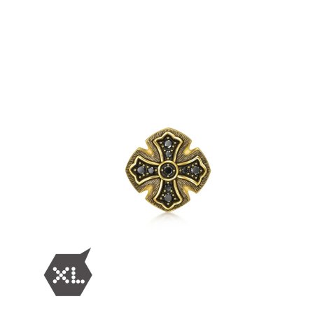 Chow Sang Sang Gold Cross Charm Black Diamond