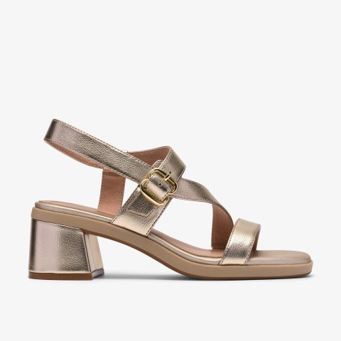 Clarks Jaylan Sol Champagne Heeled Sandals for Women