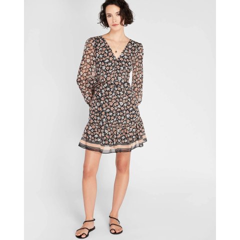 Club Monaco Floral Print V-Neck Mini Dress