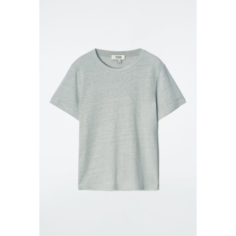 COS Crew-Neck T-Shirt Linen Dusty Blue