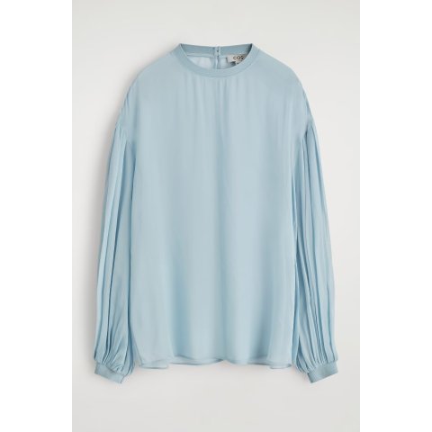 COS Sheer Balloon-Sleeve Blouse Sky Blue