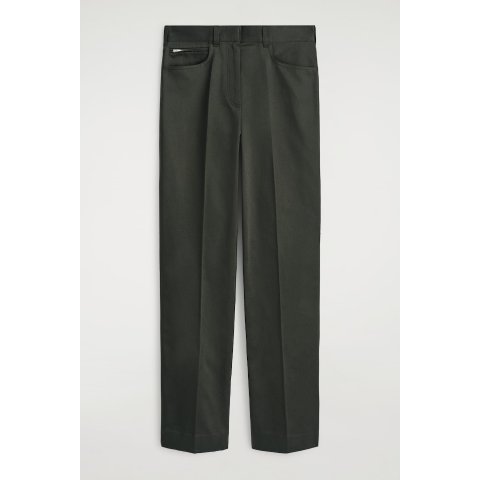 COS Sateen Straight-Leg Pants Khaki