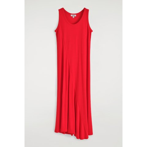 COS Asymmetric Jersey Midi Dress Red