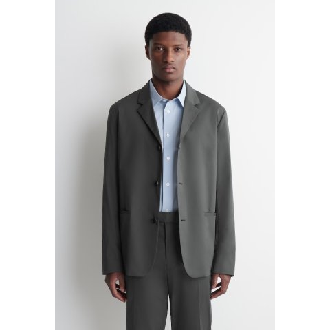 COS Slim Cotton Blazer Dark Gray