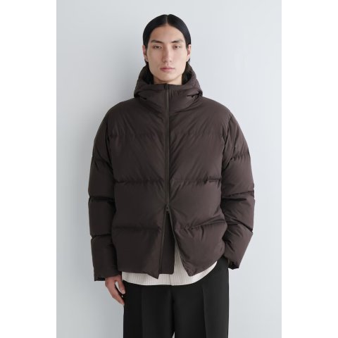 COS Hooded Down Puffer Jacket Dark Brown