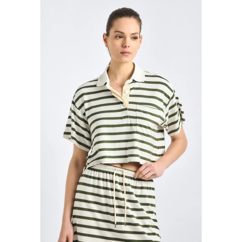 Derek Lam Indira Striped Cropped Top White