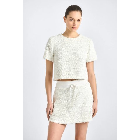 Derek Lam Mara Sequin Boucle Skirt Blanc De Blanc