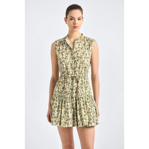 Derek Lam Briar Bubble Hem Dress Green Floral