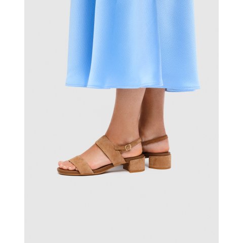 ECCO Liva Women's Suede Heeled Sandal Brown Size 35