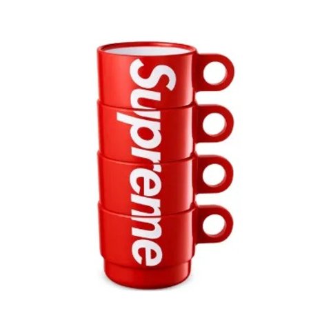 Supreme Logo-Print Stacking Cup Set Red