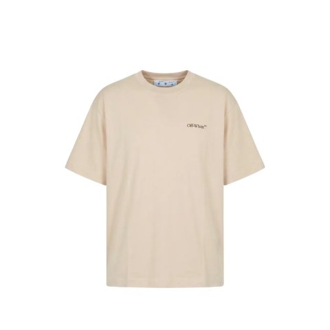 Off-White Logo Print Cotton T-shirt Neutrals
