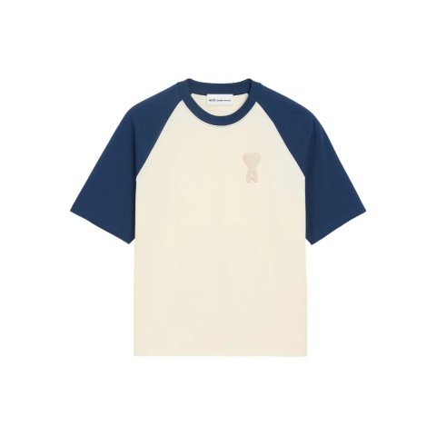 Ami Paris Ami De Coeur Blue Cotton Patch T-shirt Neutral