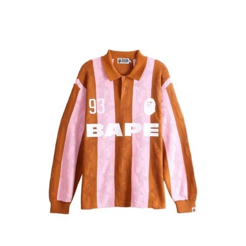 AAPE BY A BATHING APE® A BATHING APE Sta-pattern Vertical Stripe Polo Shirt Orange