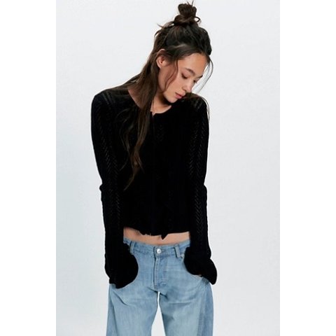Anna Sui Victorian Pointelle Knit Cardigan