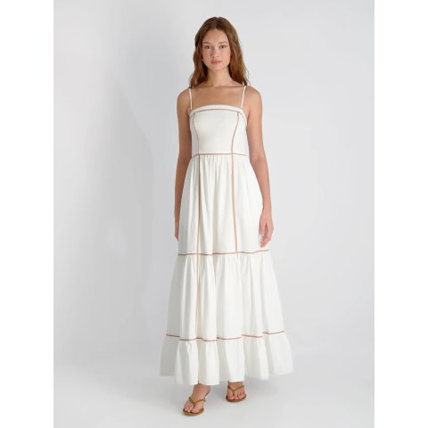 French Connection Cambria Cotton Maxi Dress Contrast Trim