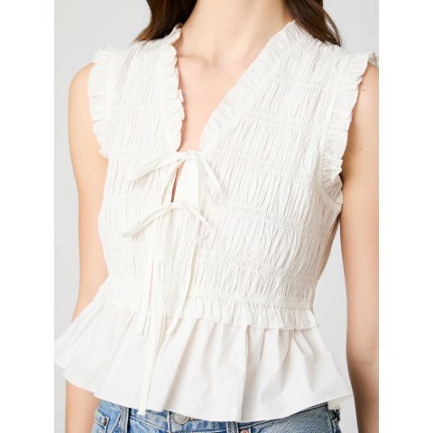 French Connection Rhodes Poplin Flutter Sleeve Top