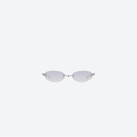Gentle Monster Furi 02 Oval Sunglasses Silver Metal Purple Mirror