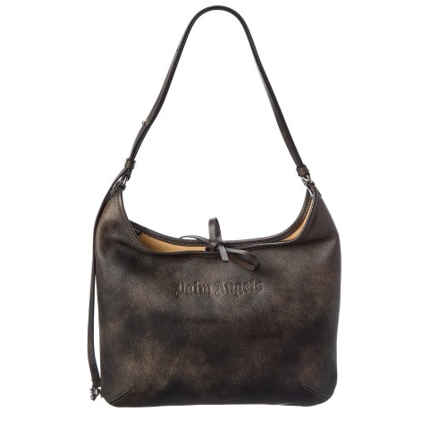 Palm angels Logo Leather Hobo Bag