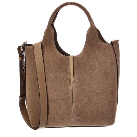 Tod's Logo Mini Suede Tote Bag