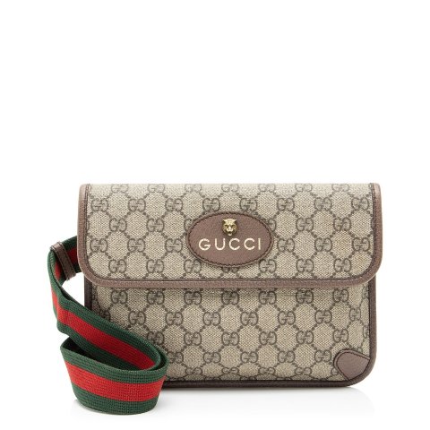 Gucci Pre-owned GG Supreme Coated Canvas Leather Nylon Belt Bag Beige Brown (Authentic Pre-Loved)