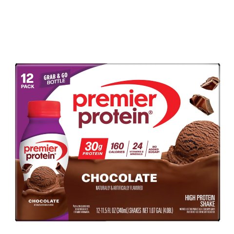 GNC Premier Protein High Protein Shake Chocolate 12 Bottles
