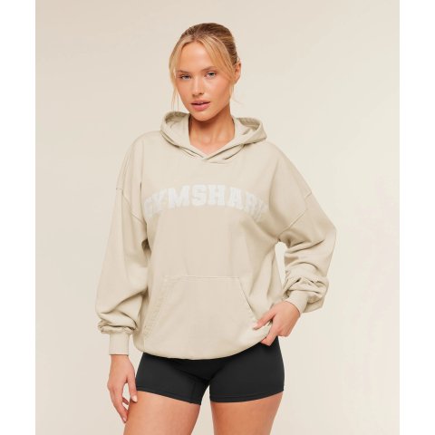 Gymshark Chainstitch Graphic Hoodie Pebble Grey