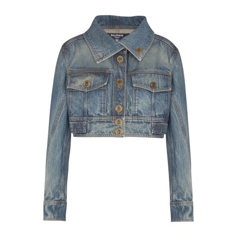 Balmain Cropped Denim Jacket