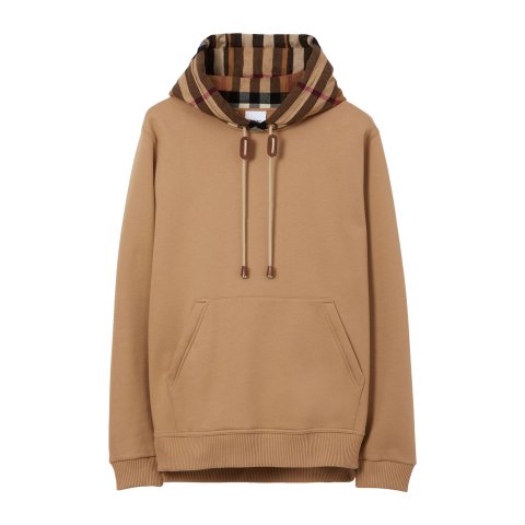 Burberry Cotton Check-Trim Hoodie