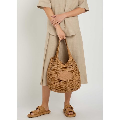 Tod's Shopping Media Raffia Tote Bag