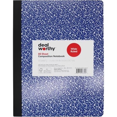 Dealworthy Composition Book Wide Ruled Blue